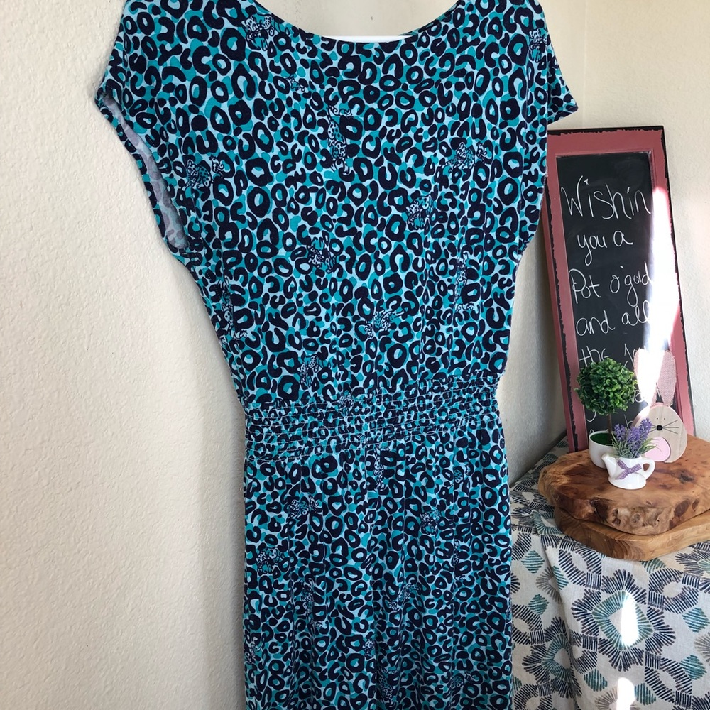 Lilly Pulitzer blue/ turquoise leopard print dress
